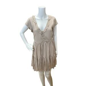 Altar'd State Taupe/White Stripe Pre-Owned Ladies Dress – Size XS